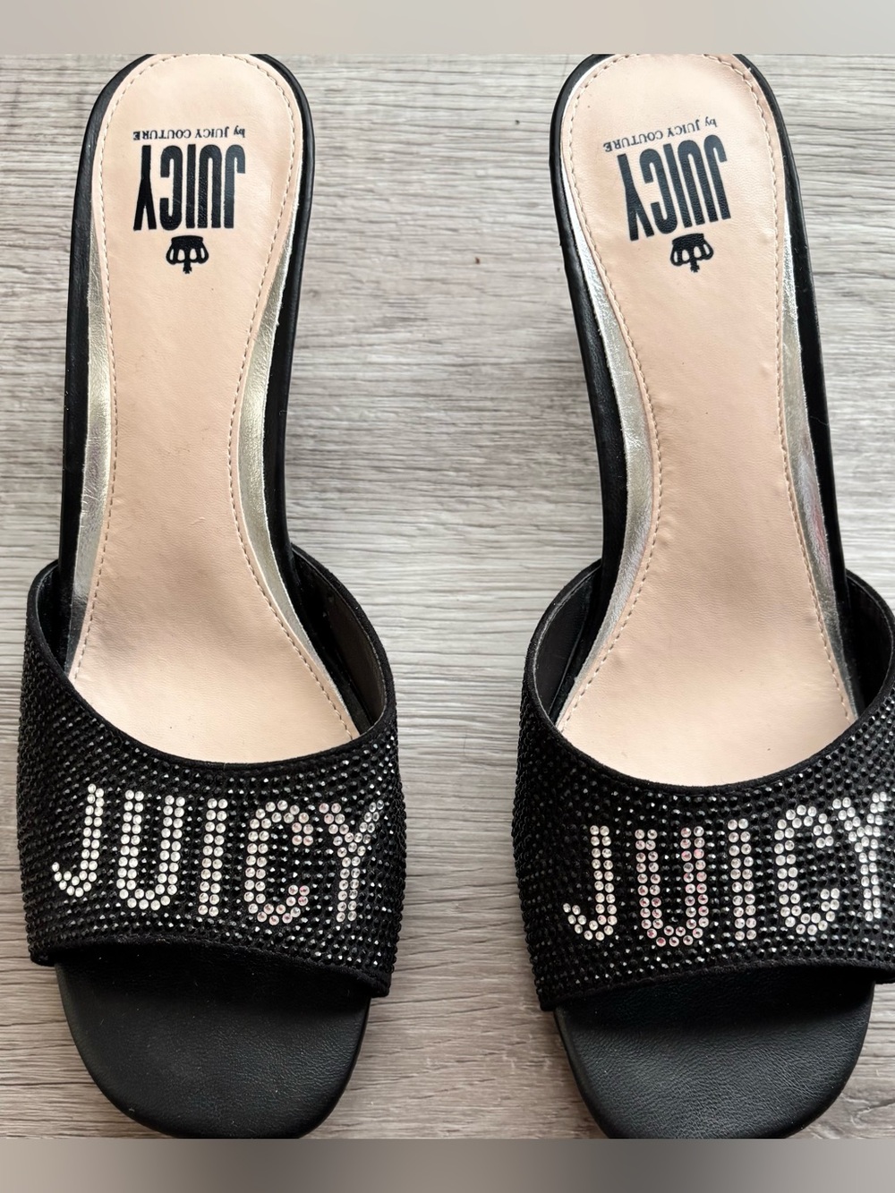 Juicy Couture Women's Black Embellished Slide Sandals size 8.5